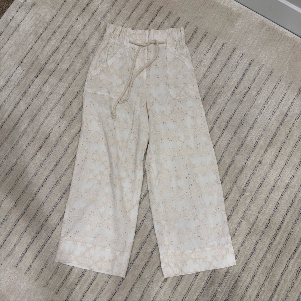 Cream Casual Wide-Leg Bottoms with Elastic Waist sezane eyelet lace